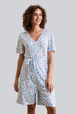 Womens Daisy Floral Print Ribbed Playsuit