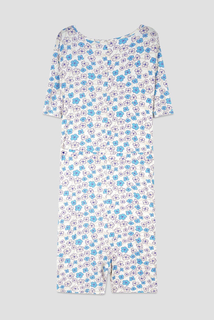 Womens Daisy Floral Print Ribbed Playsuit