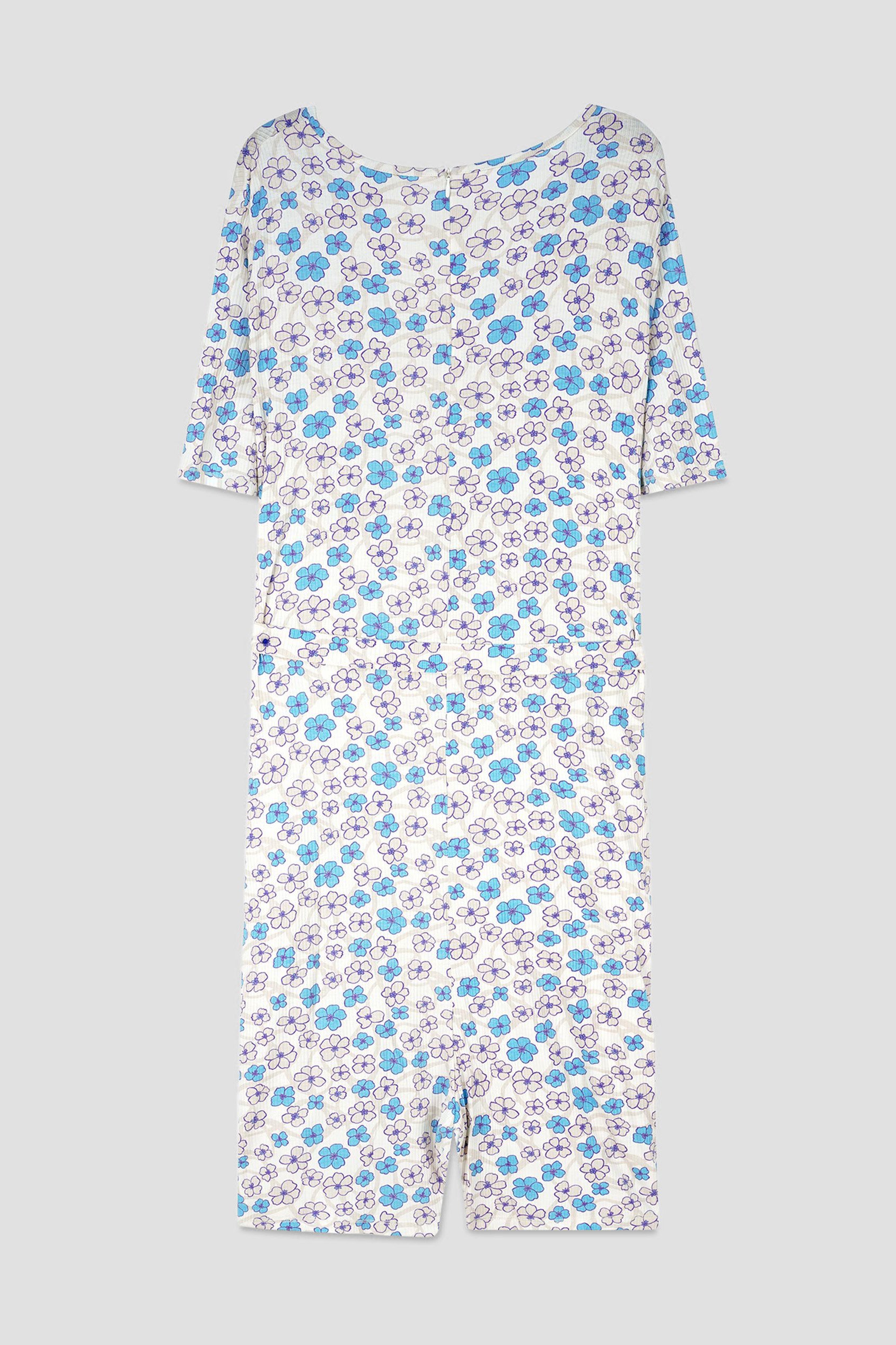 Womens Daisy Floral Print Ribbed Playsuit