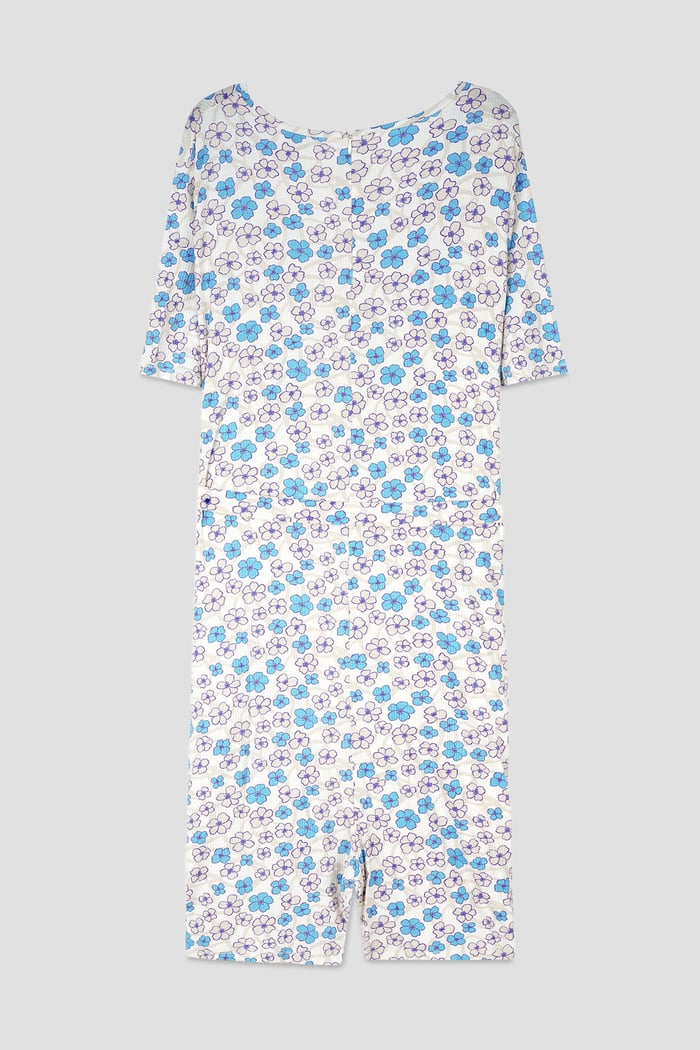 Womens Daisy Floral Print Ribbed Playsuit