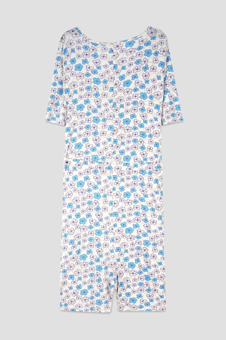 Womens Daisy Floral Print Ribbed Playsuit