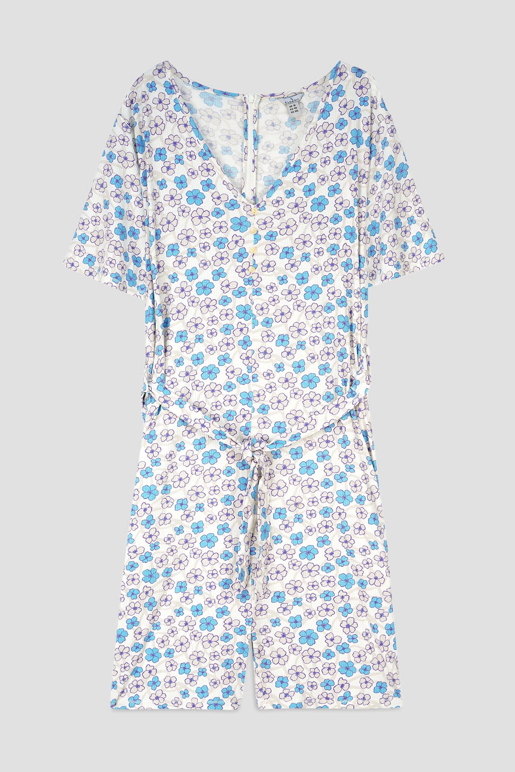 Womens Daisy Floral Print Ribbed Playsuit