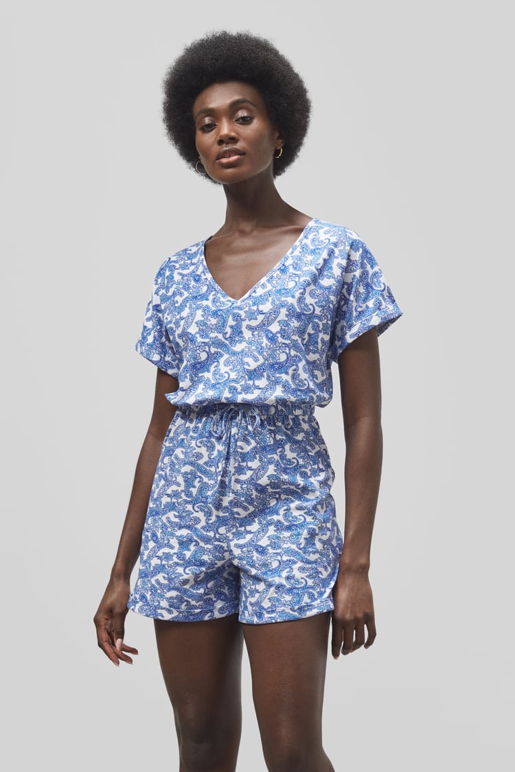 Roll up Sleeves AOP Play Suit