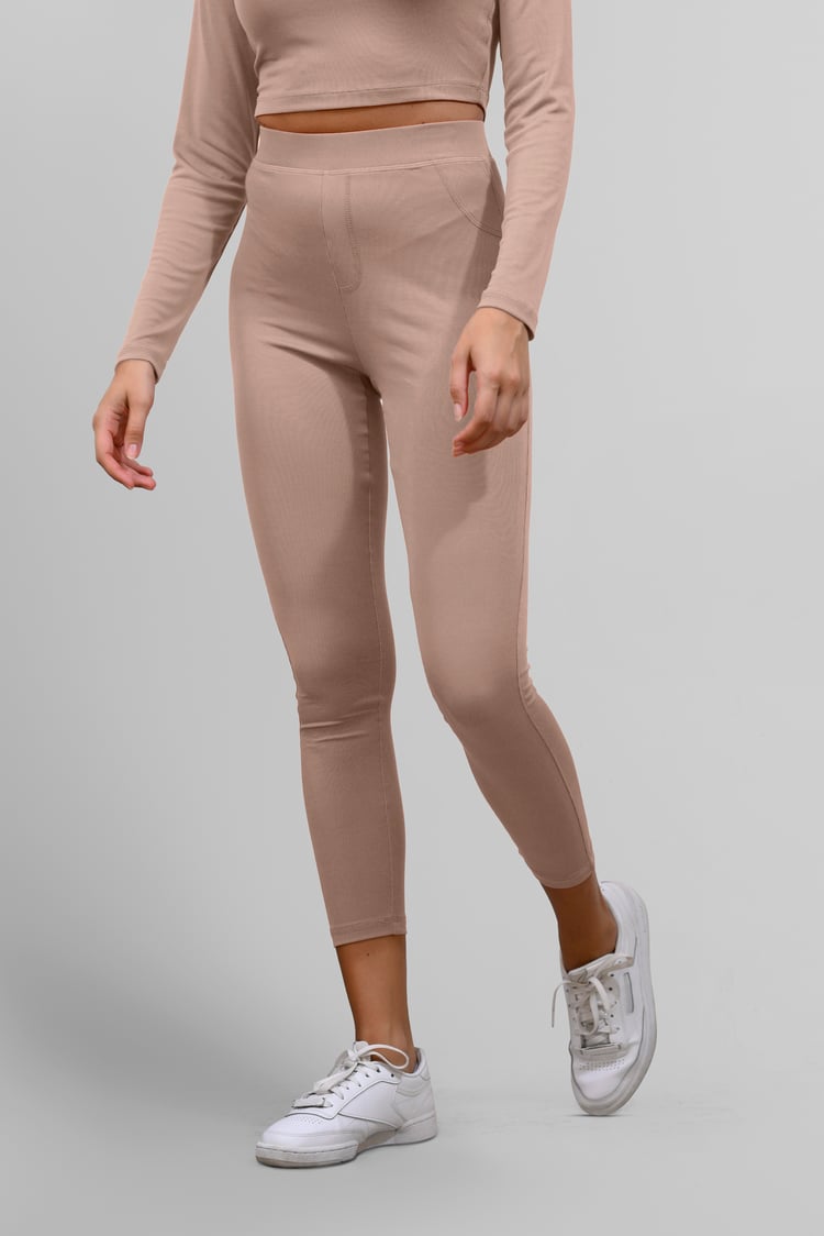 Ribbed Crop Top & High Waist Leggings Set