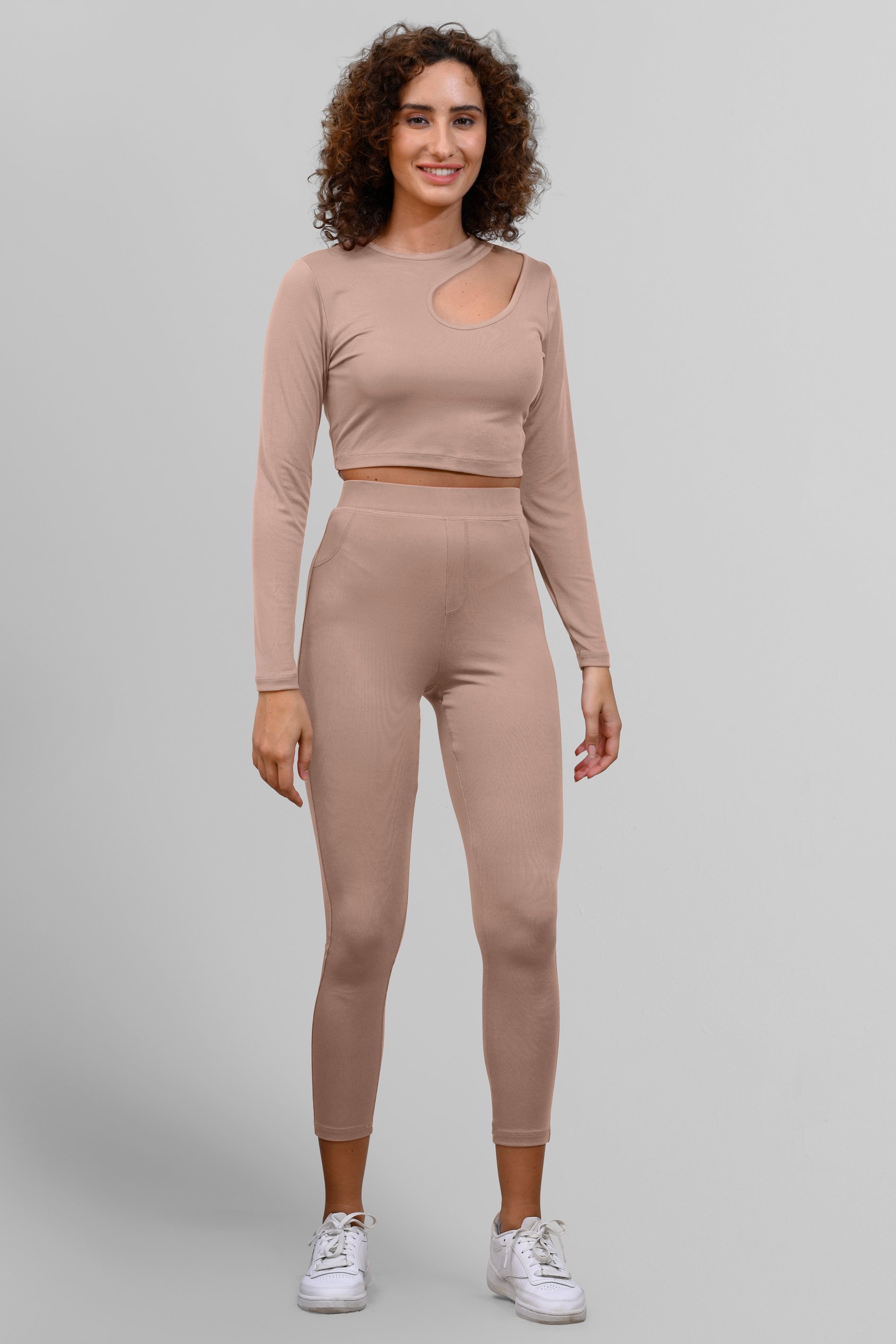 Ribbed Crop Top & High Waist Leggings Set