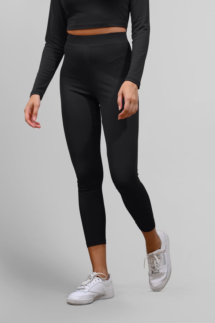 Ribbed Crop Top & High Waist Leggings Set