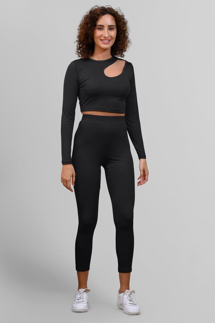 Ribbed Crop Top & High Waist Leggings Set