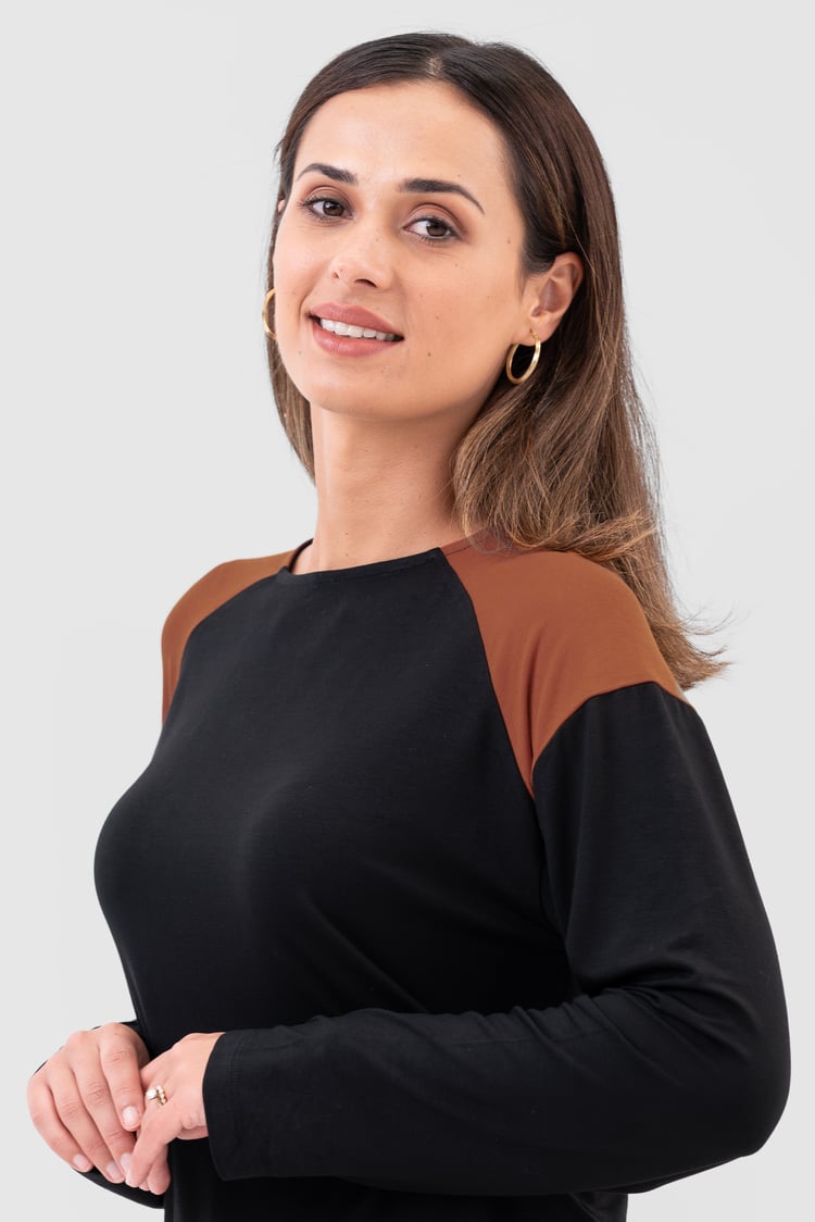 Womens Colour Block Raglan Sleeve Tops