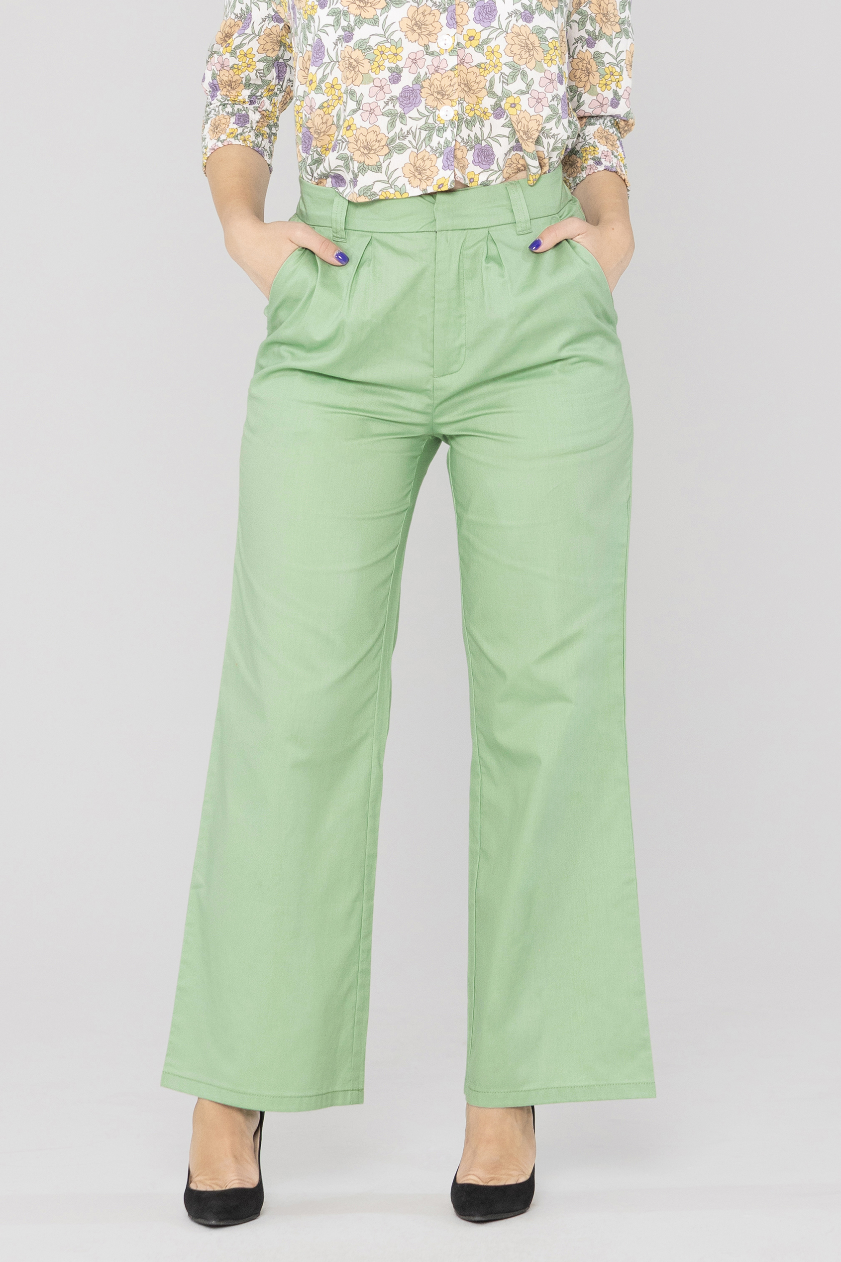 Wide Leg Woven Smart Trousers