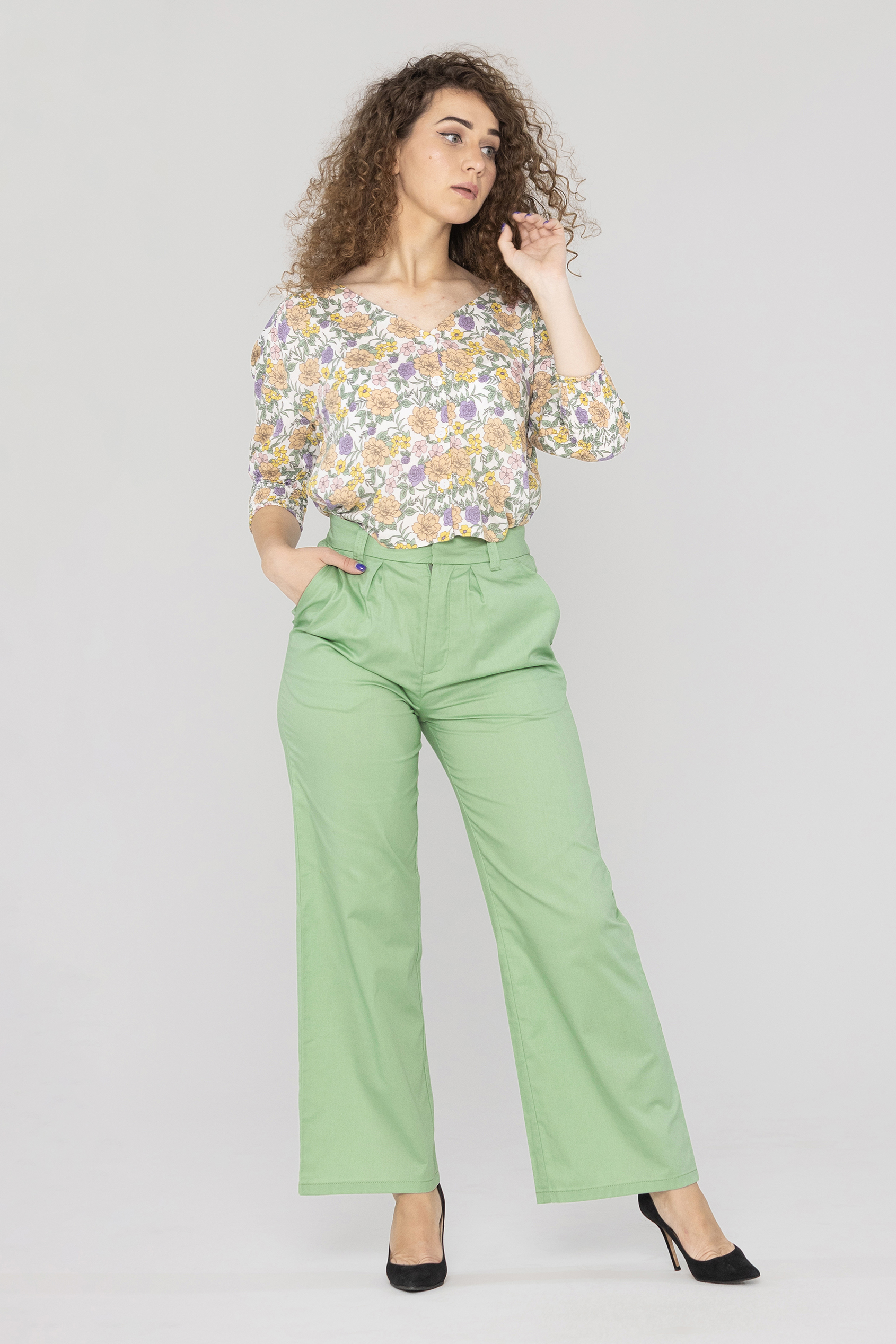 Wide Leg Woven Smart Trousers