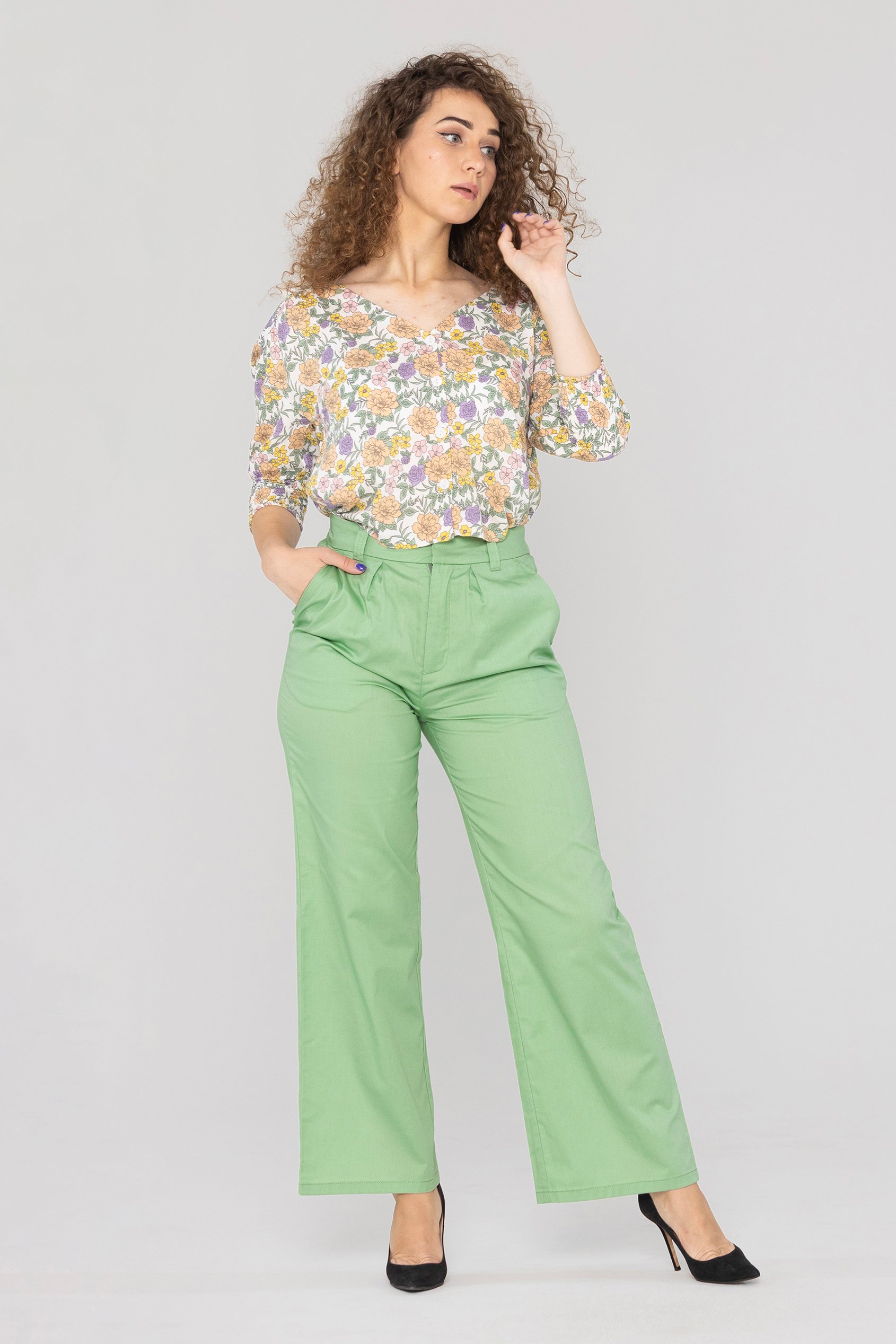 Wide Leg Woven Smart Trousers