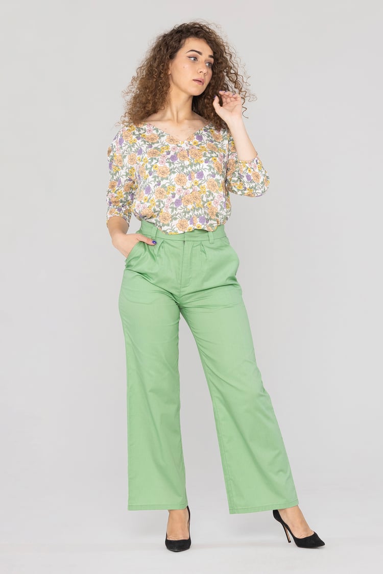 Wide Leg Woven Smart Trousers