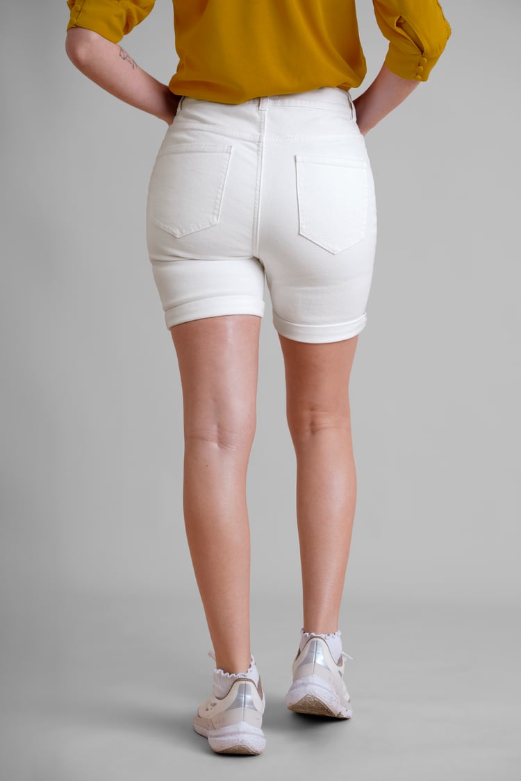 Turned Hem Stretch Denim Shorts