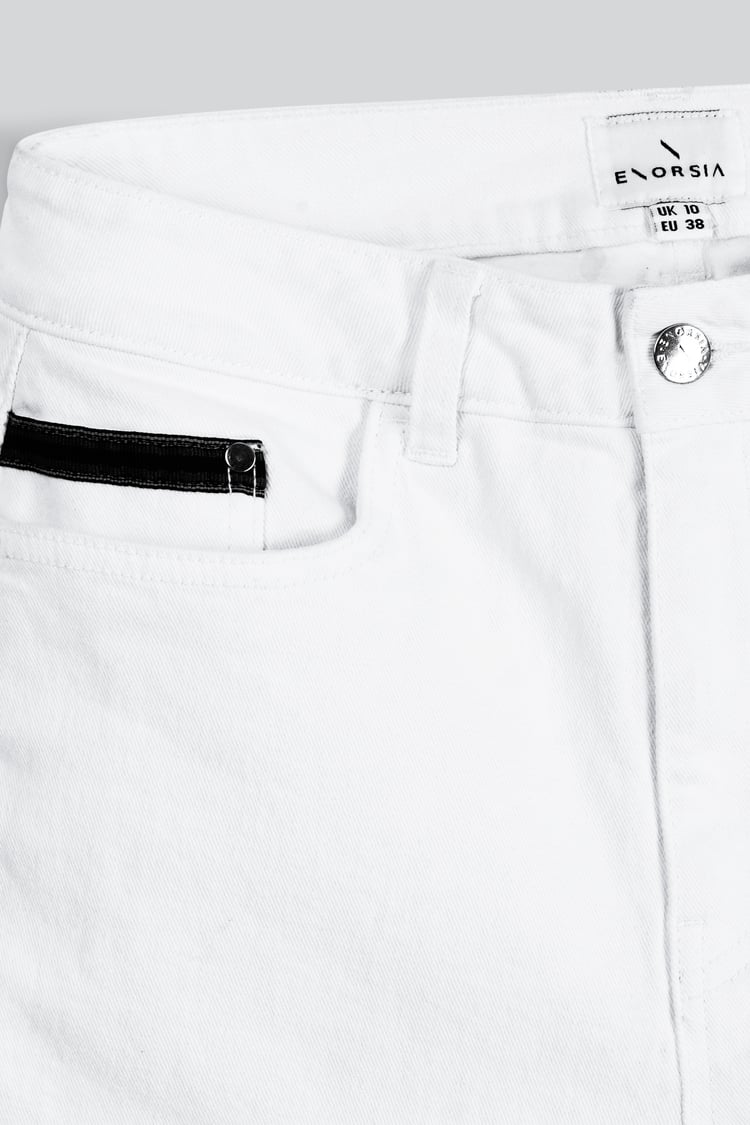 Turned Hem Stretch Denim Shorts