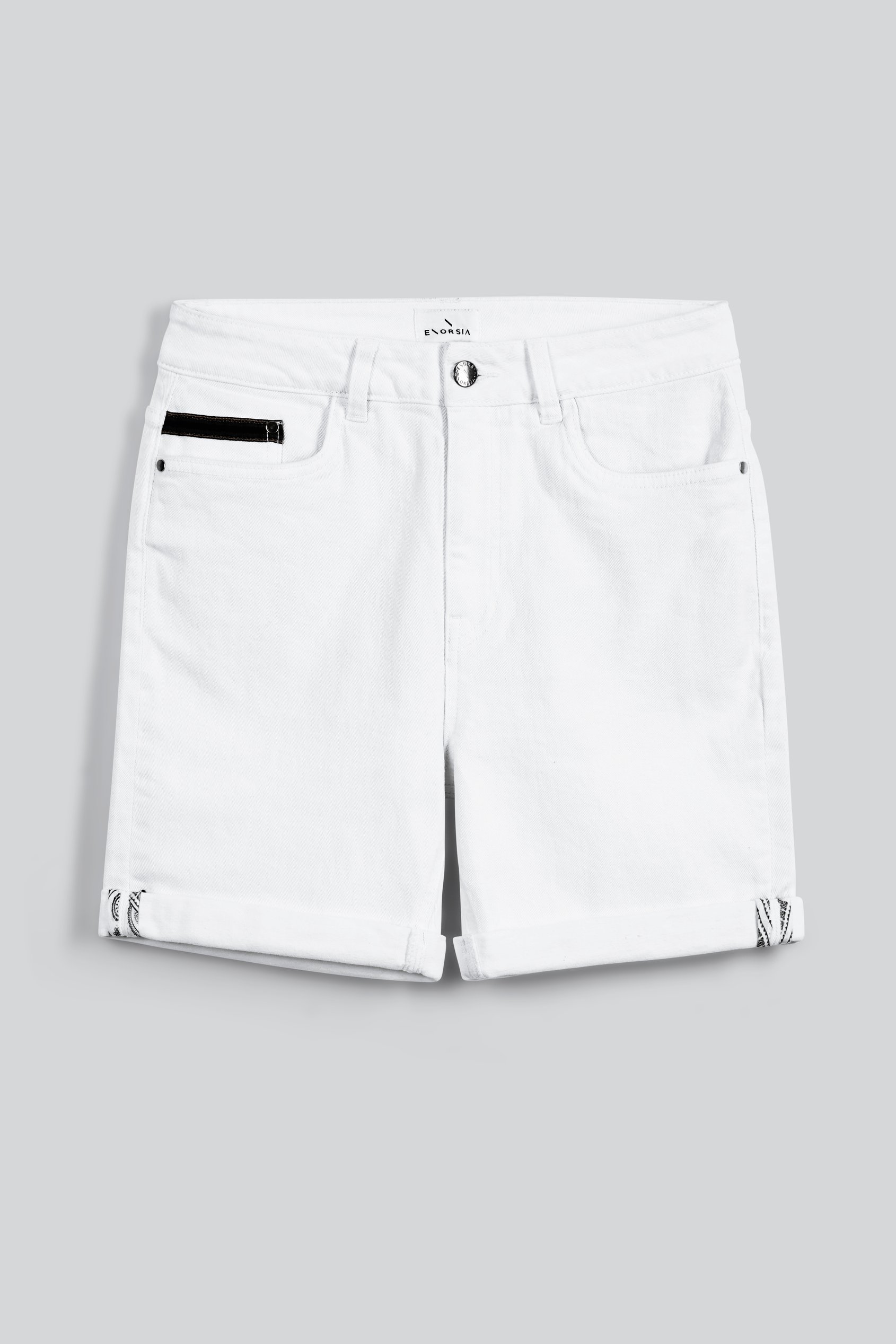 Turned Hem Stretch Denim Shorts