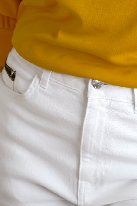 White Turned Hem Stretch Shorts