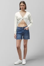Twisted Front Pin Tuck Jersey Cropped Top