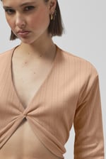 Twisted Front Pin Tuck Jersey Cropped Top