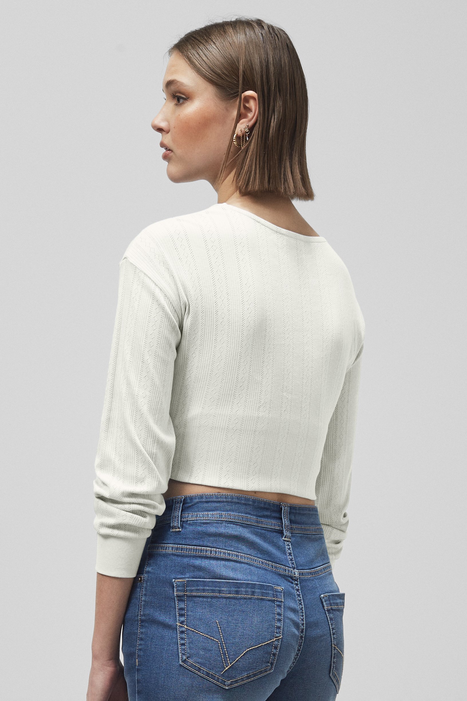 Twisted Front Pin Tuck Jersey Cropped Top