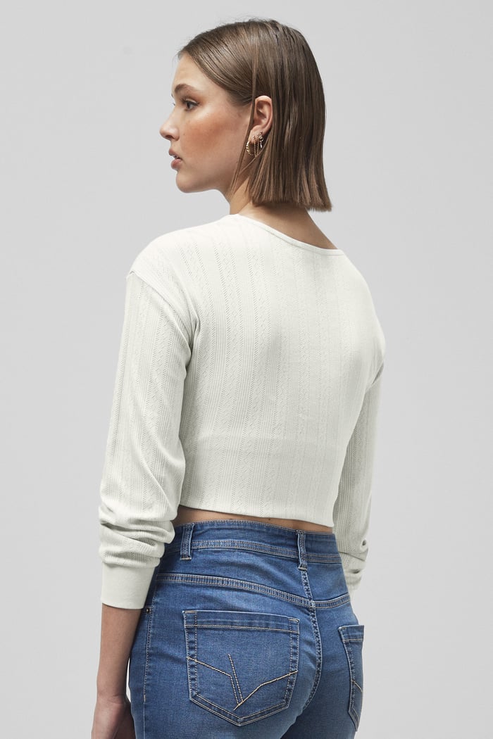 Twisted Front Pin Tuck Jersey Cropped Top