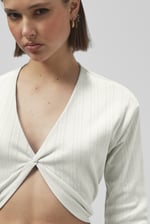 Twisted Front Pin Tuck Jersey Cropped Top