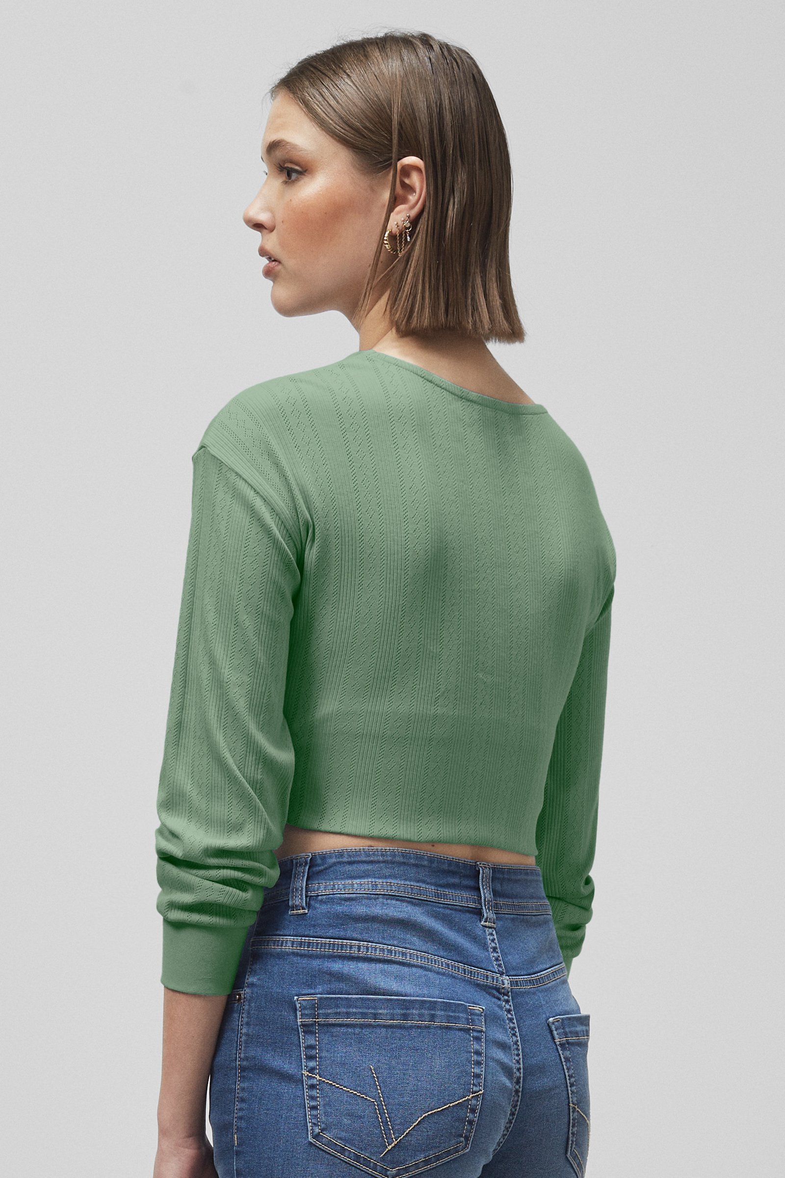 Twisted Front Pin Tuck Jersey Cropped Top