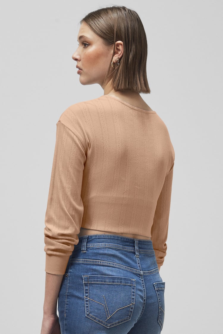 Twisted Front Pin Tuck Jersey Cropped Top