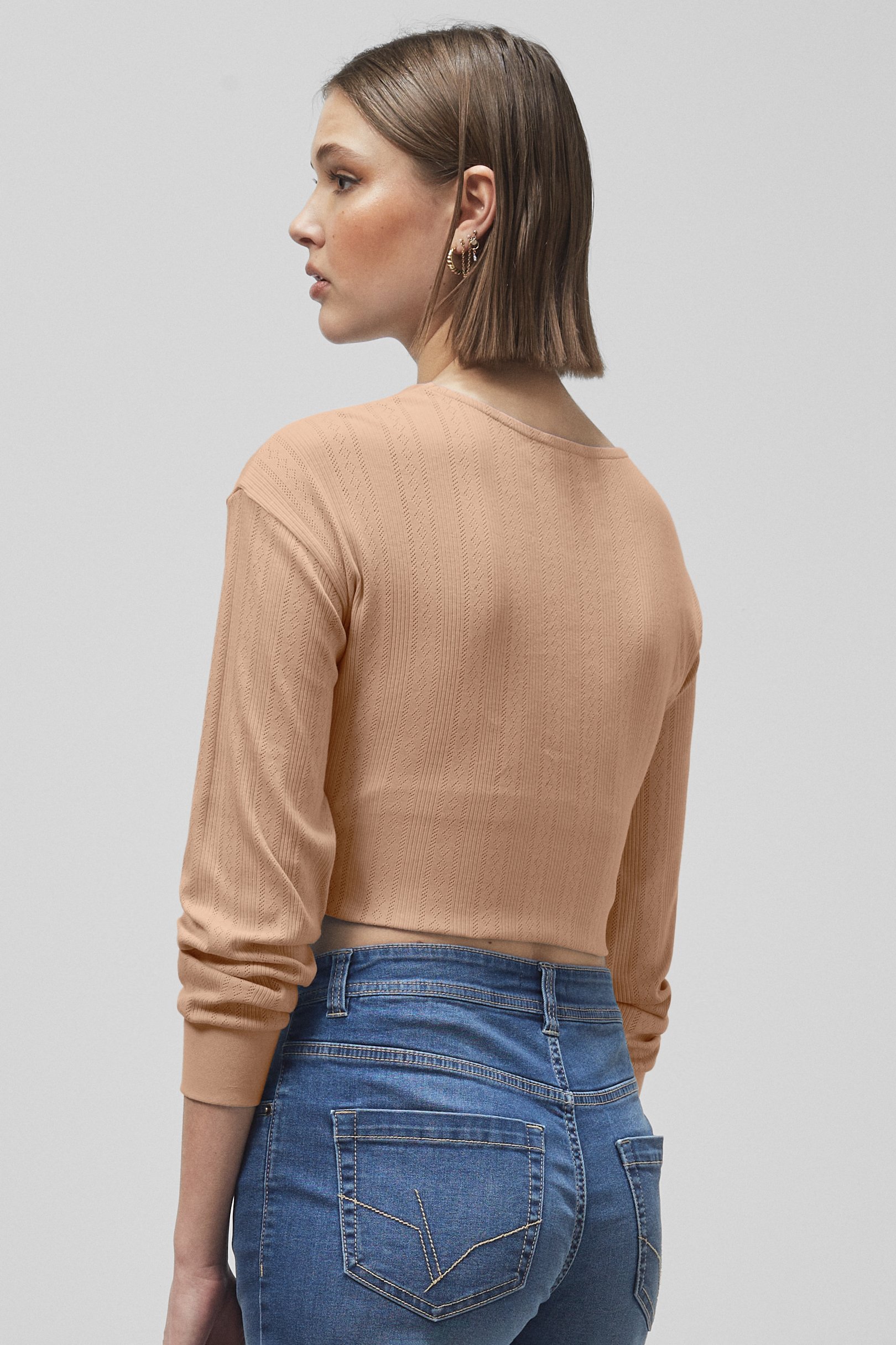 Twisted Front Pin Tuck Jersey Cropped Top