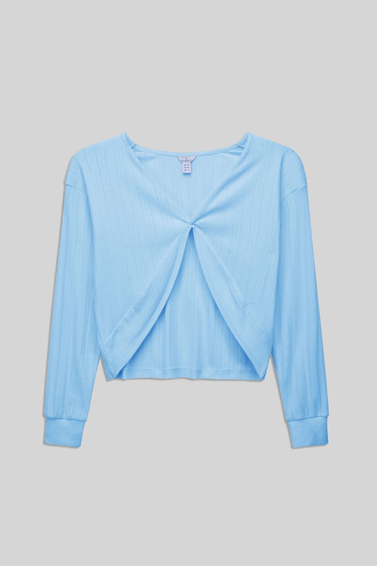 Twisted Front Pin Tuck Jersey Cropped Top