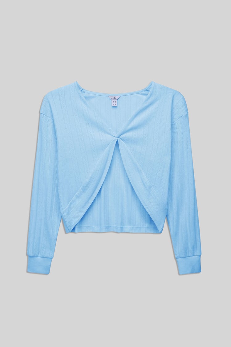 Twisted Front Pin Tuck Jersey Cropped Top