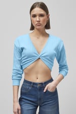 Twisted Front Pin Tuck Jersey Cropped Top