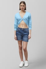 Twisted Front Pin Tuck Jersey Cropped Top
