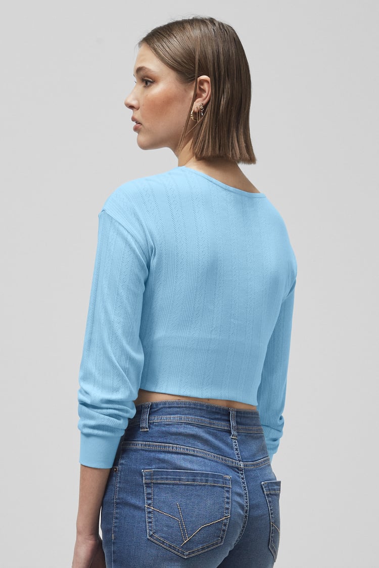 Twisted Front Pin Tuck Jersey Cropped Top