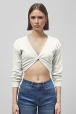 Twisted Front Pin Tuck Jersey Cropped Top