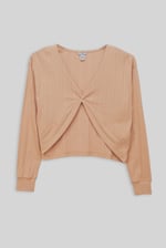 Twisted Front Pin Tuck Jersey Cropped Top