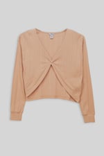 Twisted Front Pin Tuck Jersey Cropped Top