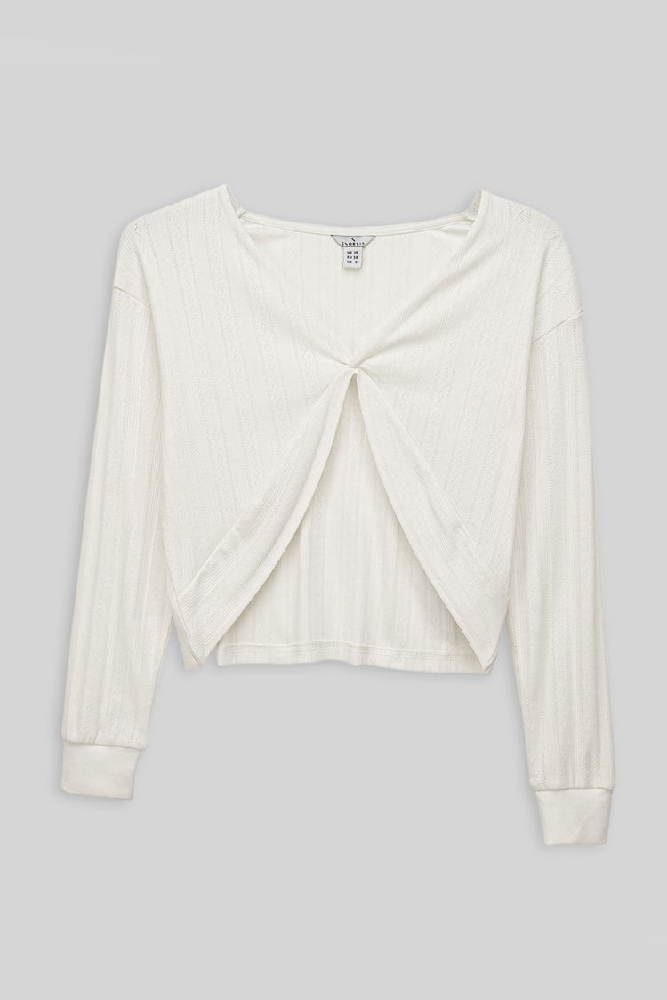 Twisted Front Pin Tuck Jersey Cropped Top