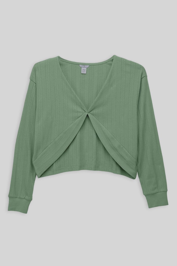 Twisted Front Pin Tuck Jersey Cropped Top