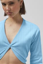 Twisted Front Pin Tuck Jersey Cropped Top