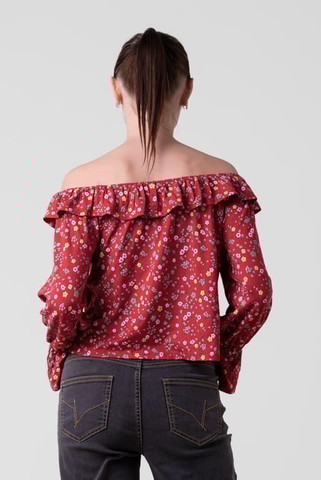 Red Off The Shoulder Bardot Top