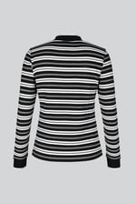 Striped Ribbed Long Sleeve High Neck Jersey Top