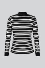 Striped Ribbed Long Sleeve High Neck Jersey Top