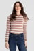 Striped Ribbed Long Sleeve High Neck Jersey Top