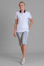 Striped Herringbone Texured Mid-Length Shorts