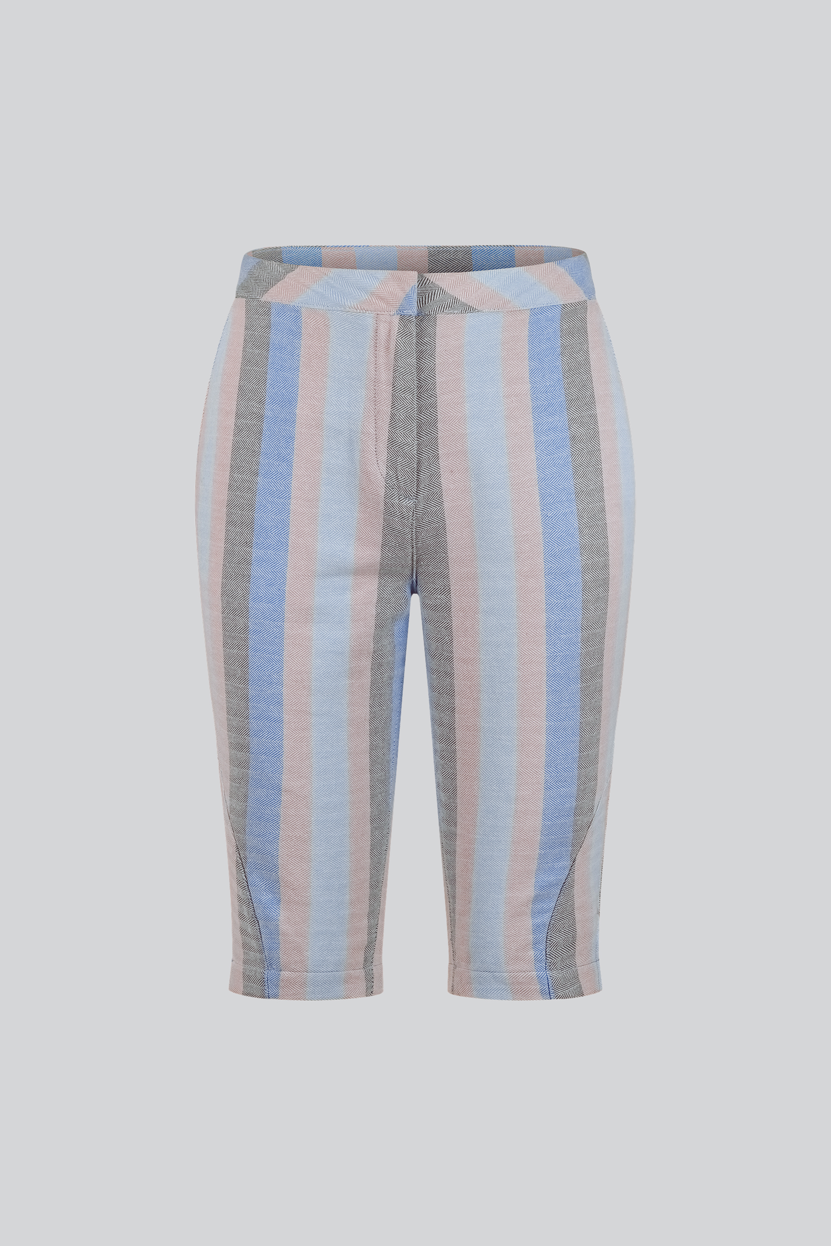 Striped Herringbone Texured Mid-Length Shorts