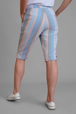 Striped Herringbone Texured Mid-Length Shorts