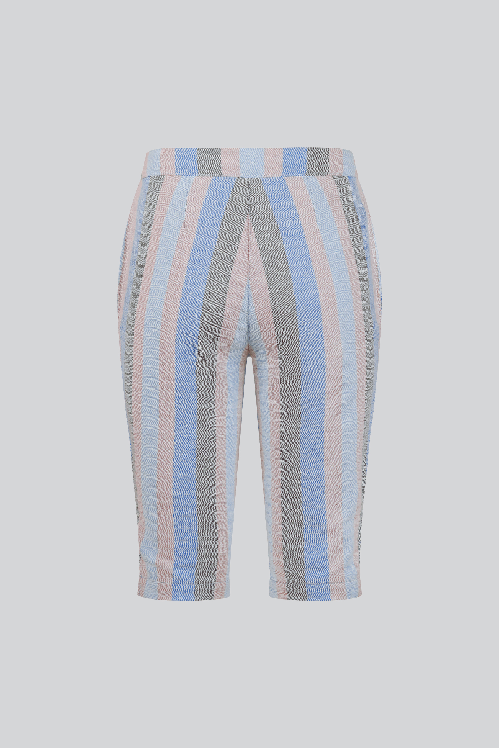 Striped Herringbone Texured Mid-Length Shorts
