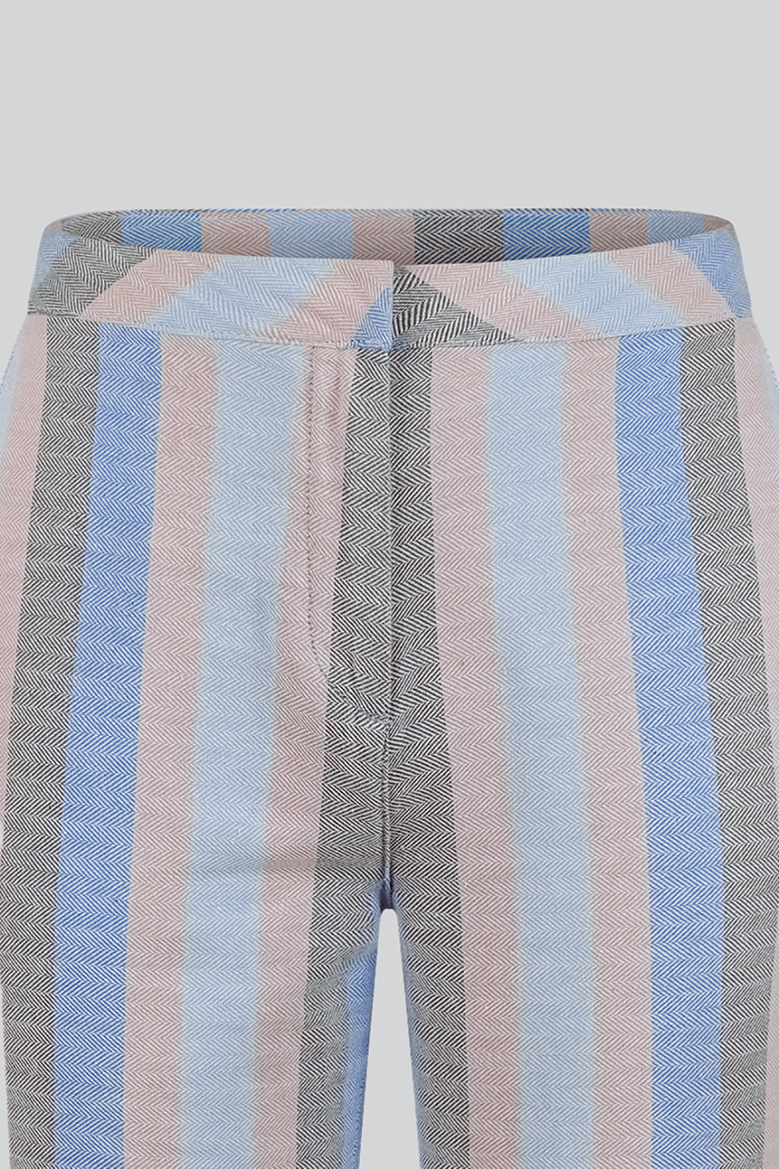 Striped Herringbone Texured Mid-Length Shorts