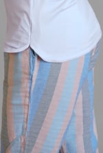 Striped Herringbone Texured Mid-Length Shorts