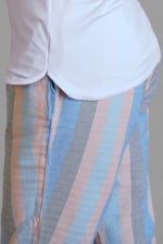 Striped Herringbone Texured Mid-Length Shorts